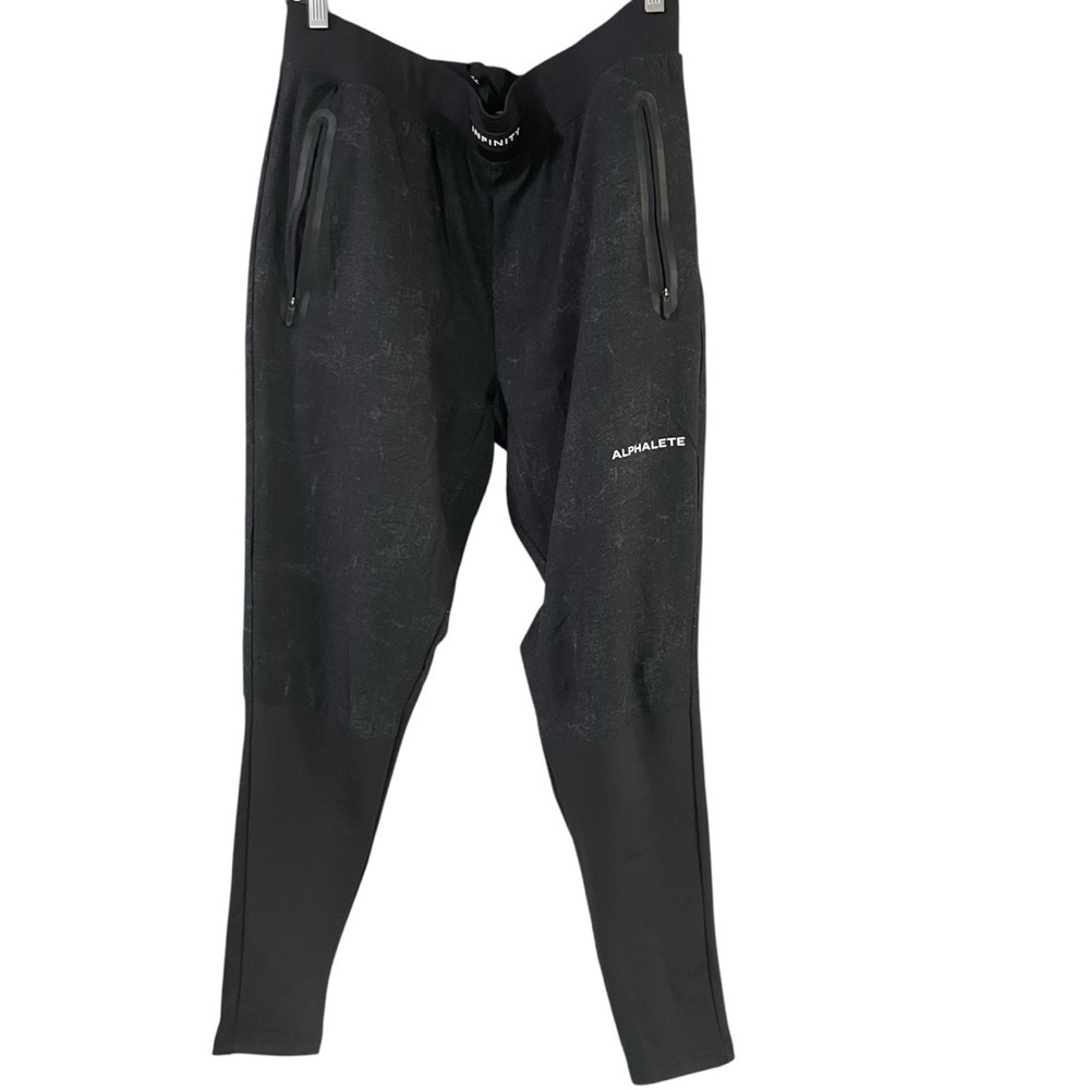 Alphalete Pants Mens Large Black Joggers Tapered Fitness Zip Pocket